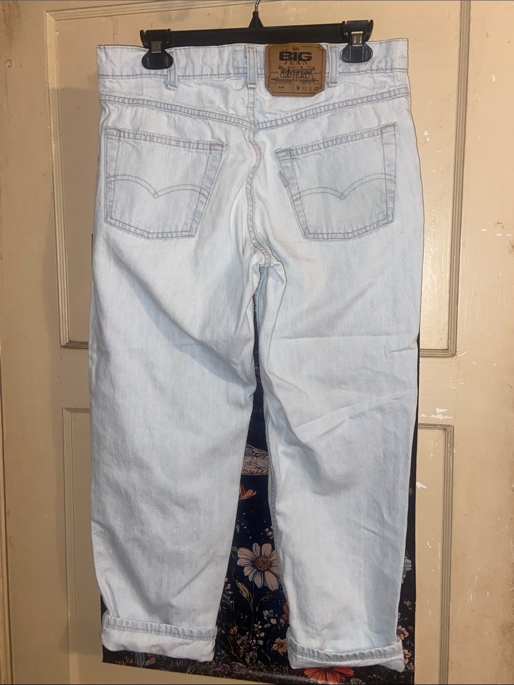 LEVIS BIG JEAN VINTAGE HUSKY 32 Unisex BLEACHED SILVER TAB - Picture 4 of 8